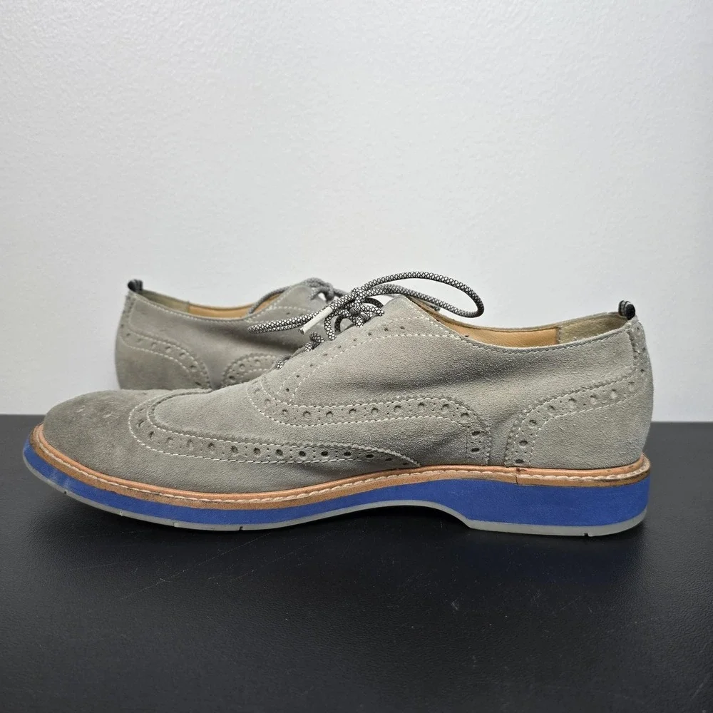 Cole Haan Shoes Mens 9.5 Gray Suede Morris Wingtip Oxford Sneakers Comfort Dress
